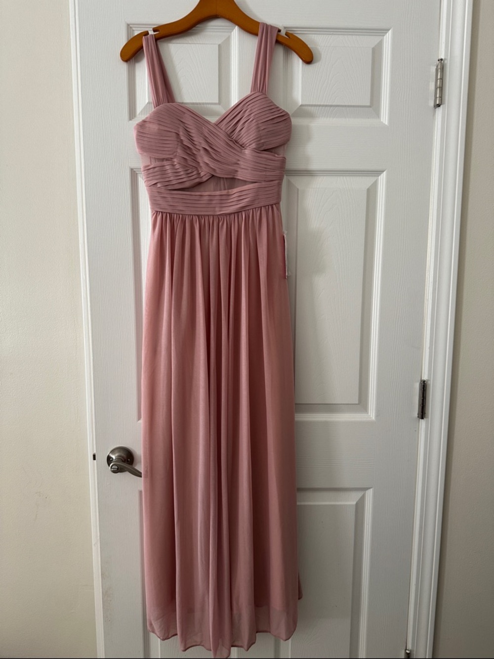 Birdy Grey - Elsye Rose Quartz - XS - Blush Pink Pleated Chiffon Maxi Dress